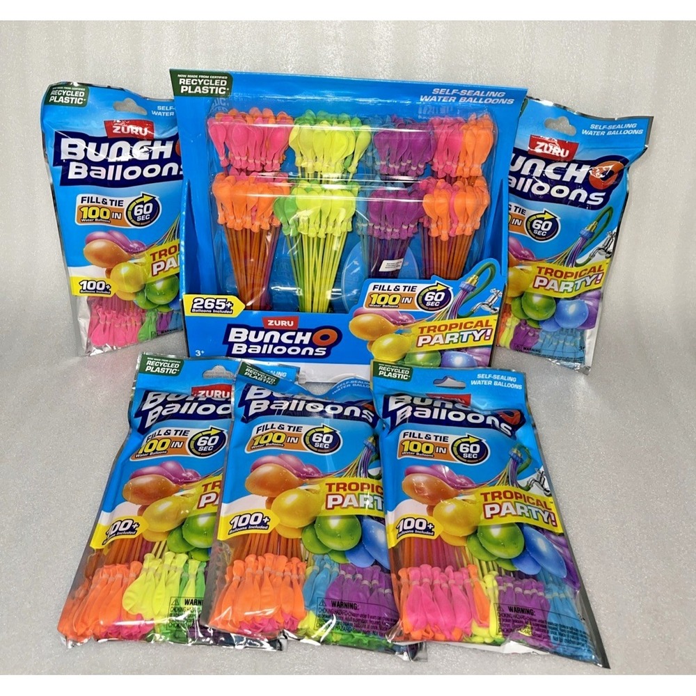 Lot of 7 Zuru Bunch O Balloons Tropical Party 1030+ Balloons Self Sealing NEW
